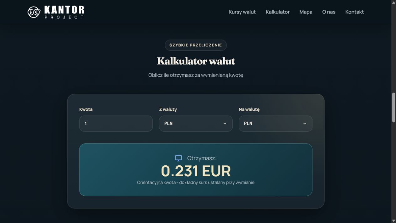 Kantor Project — Миттєвий валютний калькулятор