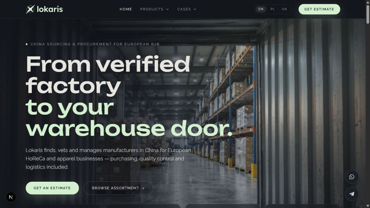 Lokaris — Company website · Lead system