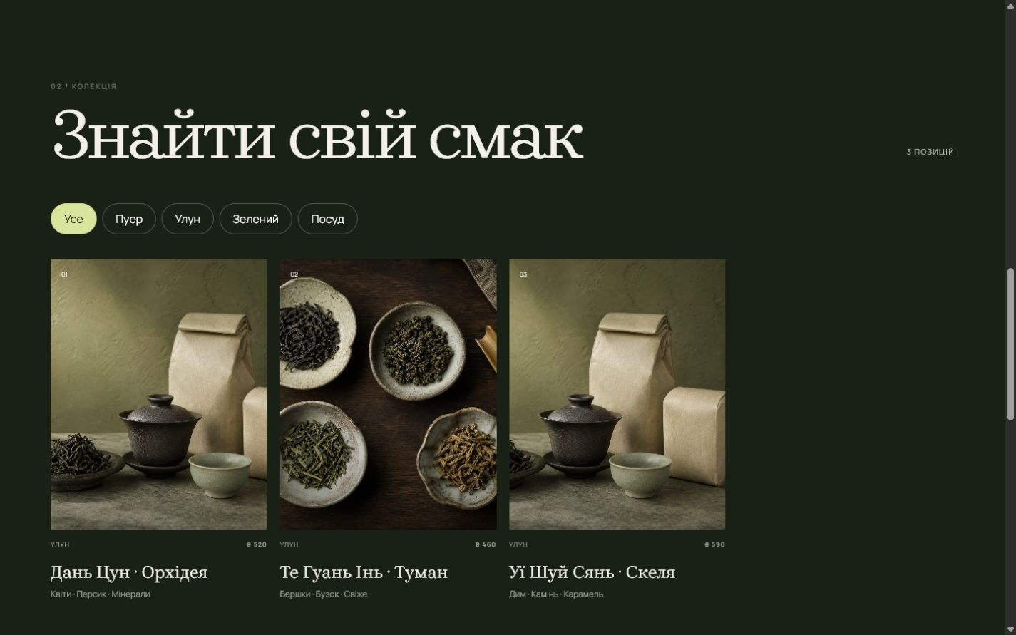Тиша Чаю — Каталог за смаком і категорією